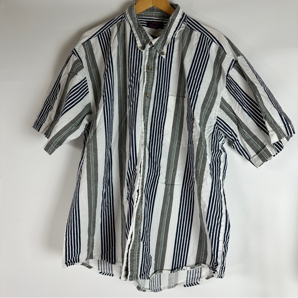 VTG Sierra Pacific Vertical Stripes XL Button Down Short Sleeve‎ Shirt - Picture 2 of 11